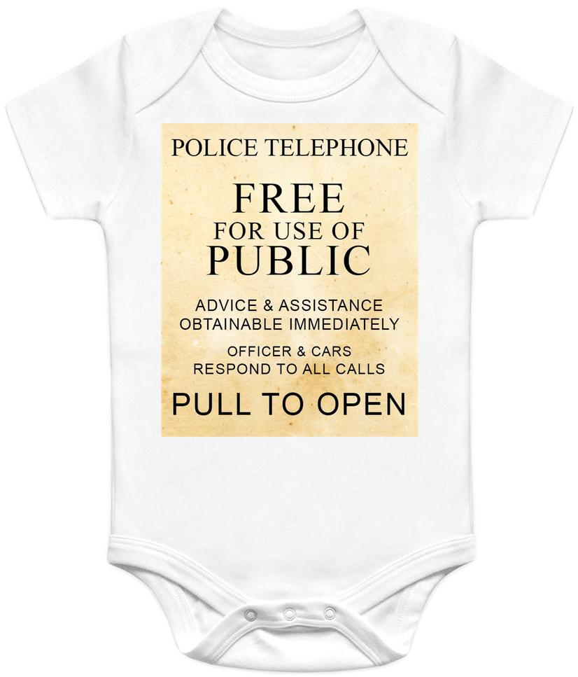 The Police Box Sign From Doctor Who's Tardis On A Baby - Doctor Who Tardis Sign Clipart (868x1035), Png Download