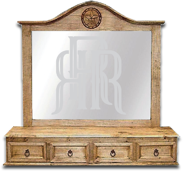 Country Mirror Frame W/star & 4 Drawers 55”w X 12“d - Cupboard Clipart (800x680), Png Download