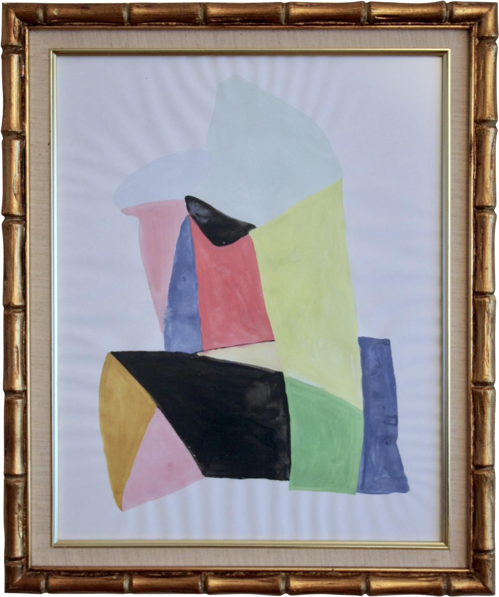 Original Watercolor Painting In Faux Bamboo Gilt Frame - Picture Frame Clipart (1890x2260), Png Download