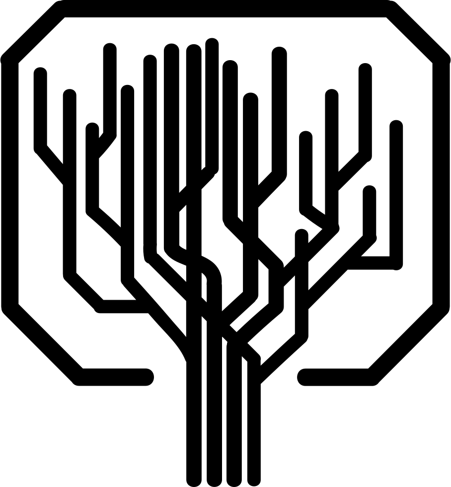 Tree Shape Of Straight Lines Like A Computer Printed - Computer Tree Icon Clipart (908x980), Png Download
