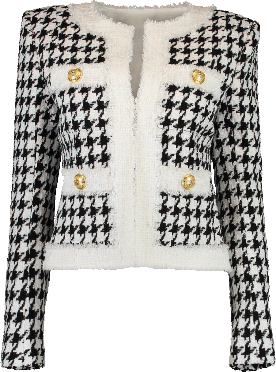 Balmain - Balmain Tweed White Jacket Clipart (960x1223), Png Download