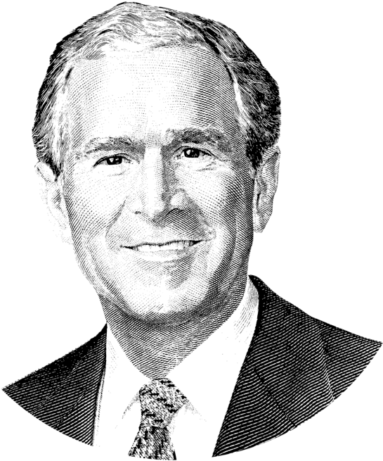 Click And Drag To Re-position The Image, If Desired - President George Bush Black And White Clipart (545x655), Png Download