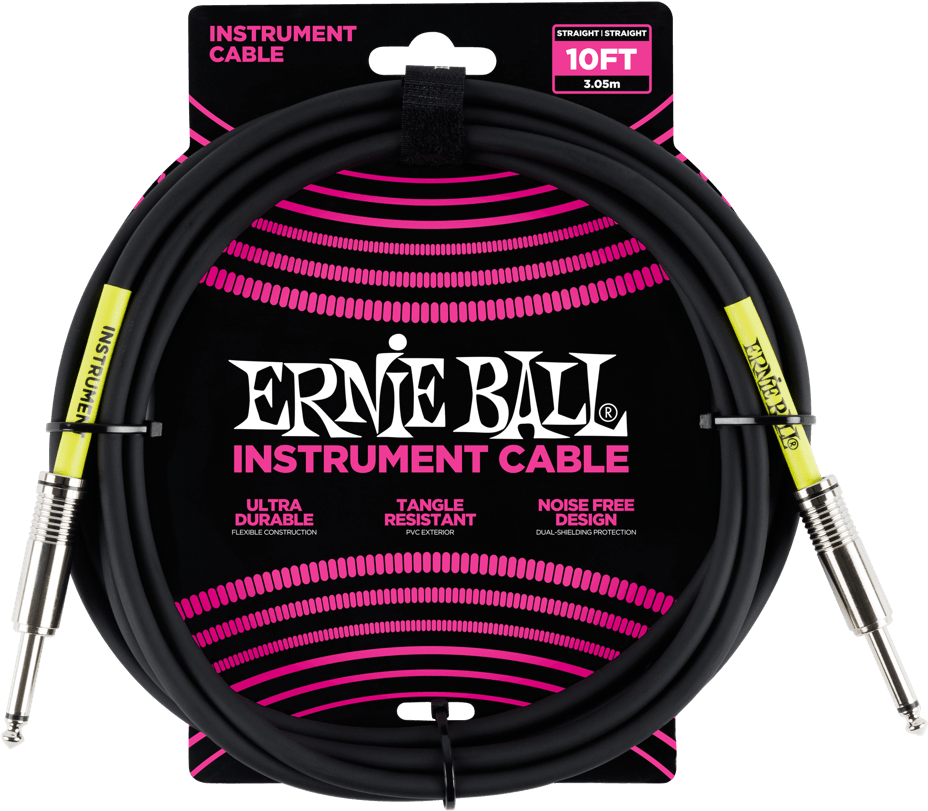 Ultraflex 10ft Straight/straight Instrument Cable - Ernie Ball 6064 Clipart (1000x1000), Png Download