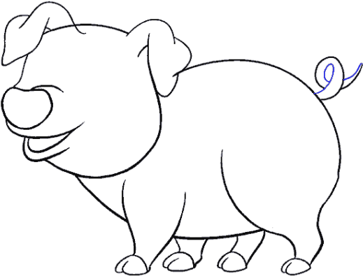 Drawn Pig Pig Tail - Narwhal Drawing Simple Clipart (640x480), Png Download