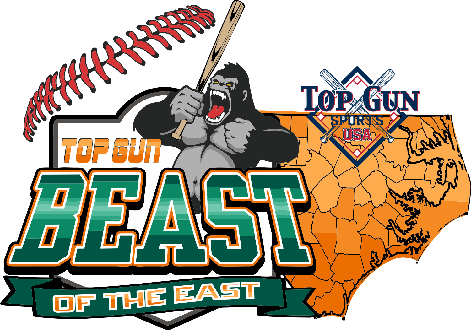 "top Gun Usa Sports Event" "beast Of The East Championship - Baseball Clipart (1500x1051), Png Download