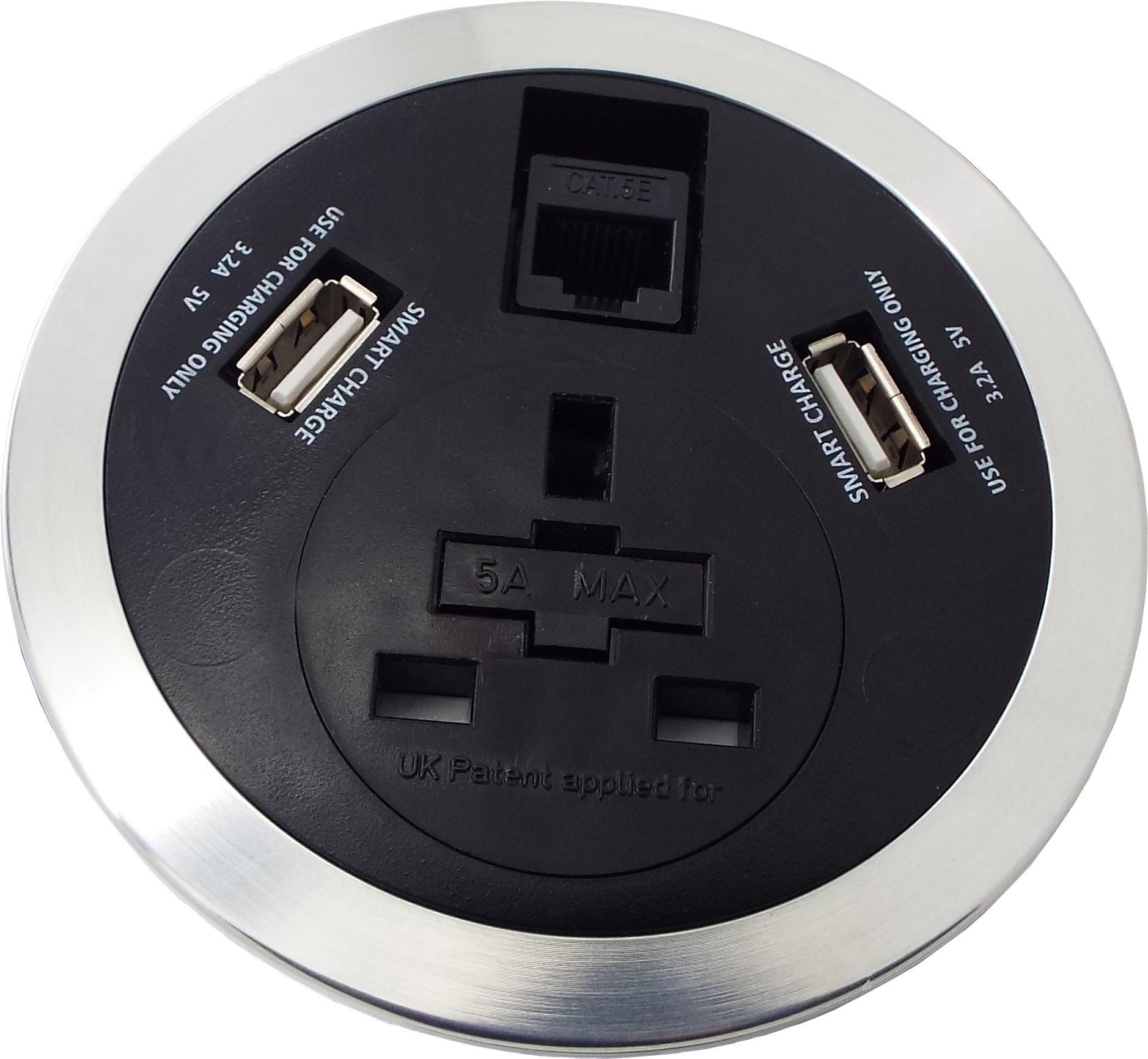 Black Port-el 1 X Power, 1 X Data 2 X Usb - Circle Clipart (2488x2196), Png Download