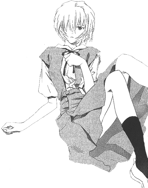 Evangelion, Monochrome, And Neon Genesis Evangelion - Rei Ayanami Manga Transparent Clipart (500x634), Png Download