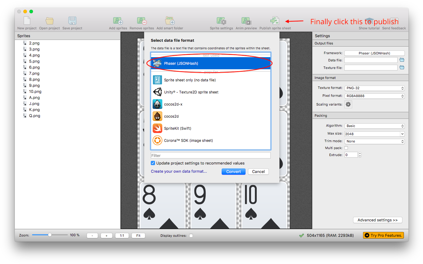 Finally Click On Publish Sprite Sheet To Complete The - Computer Icon Clipart (1412x884), Png Download