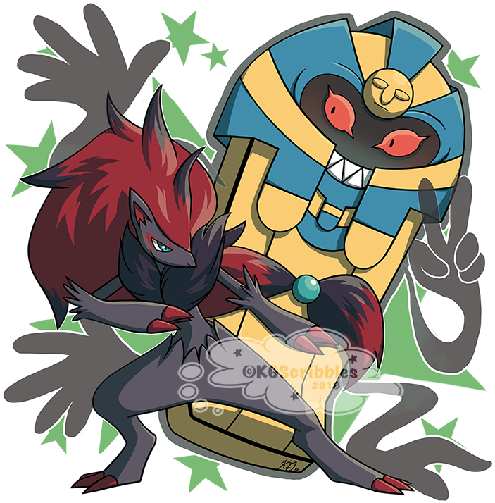 Cofagrigus And Zoroark - Cartoon Clipart (720x720), Png Download