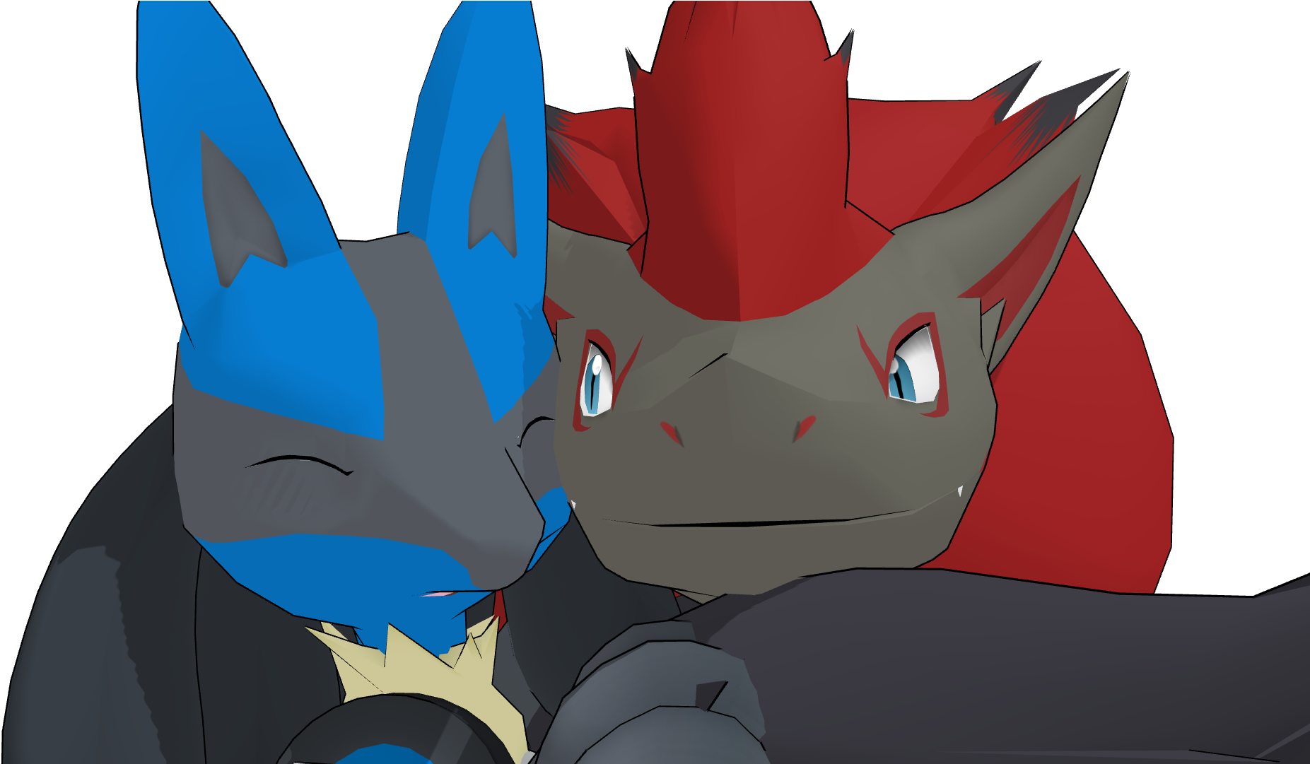 Zoroarkxlucario - Puppy Love - Cartoon Clipart (1920x1080), Png Download