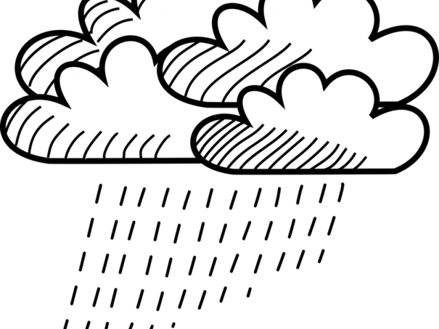 Cloud Clipart Sketch - Cloud With Rain Drawing - Png Download (640x480), Png Download