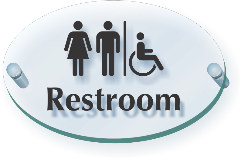 Men Women Handicap Symbol Restroom Clearboss Sign - Mydoorsign Com Clear Boss Clipart (800x526), Png Download