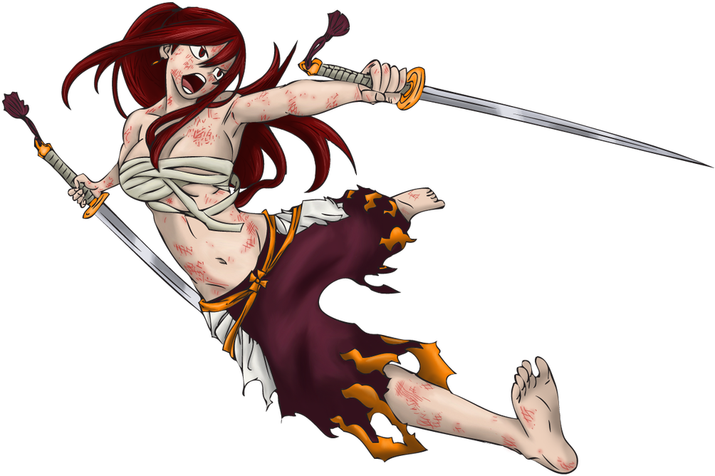 Fairy Tail Wiki - Erza Scarlet With No Background Clipart (1100x785), Png Download