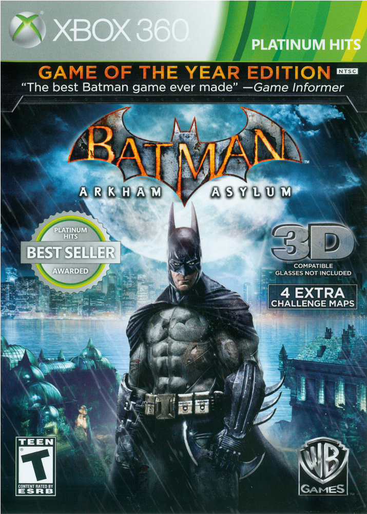 Batman Arkham Goty Front - Batman Xbox 360 Game Clipart (1000x1000), Png Download
