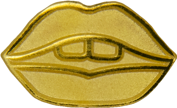 Mini Lips Pin, Matt Gold Clipart (669x669), Png Download
