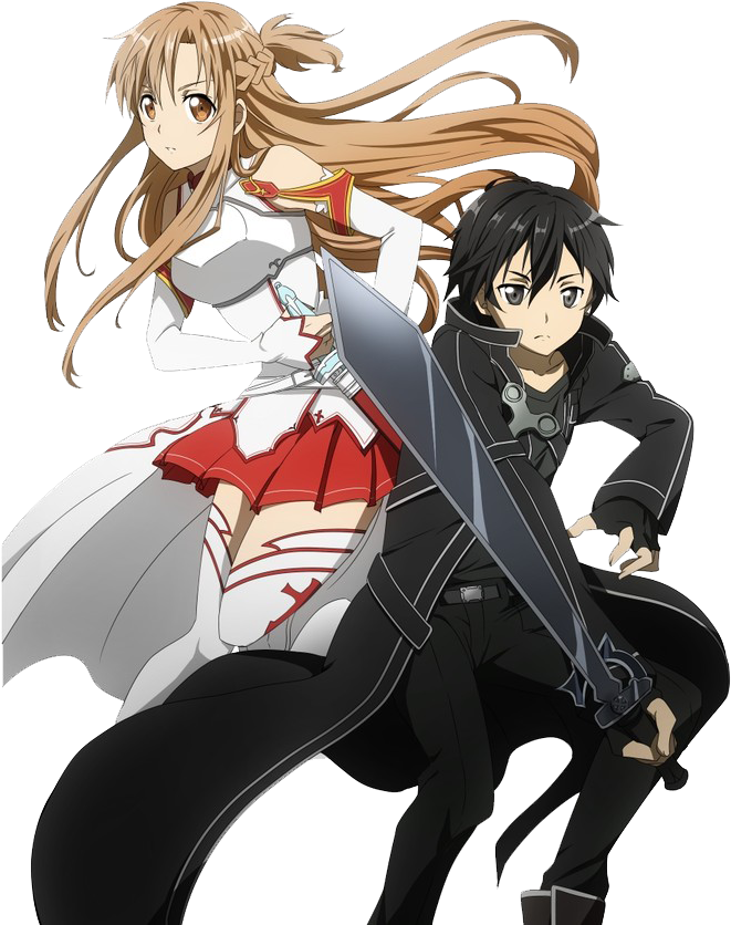 Sword Art Png File - Sword Art Online Kirito And Asuna Png Clipart (674x900), Png Download