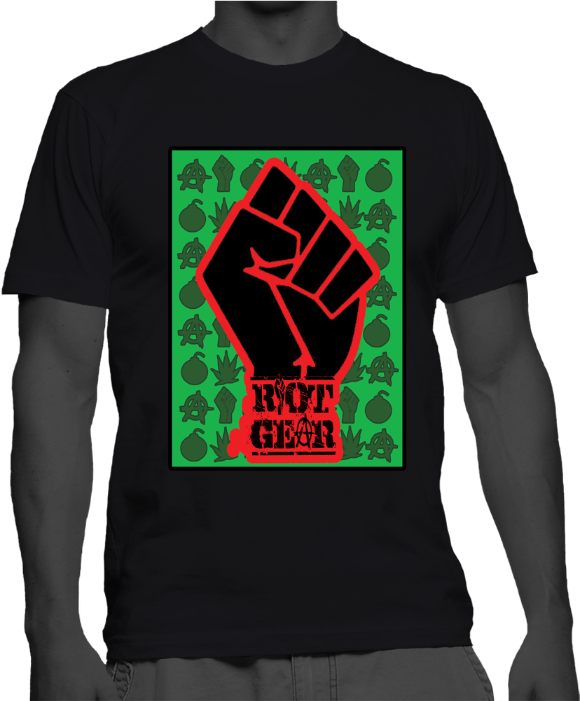 Riot Gear "power Fist" - Navy Blue Shirt Yellow Print Clipart (1020x1000), Png Download