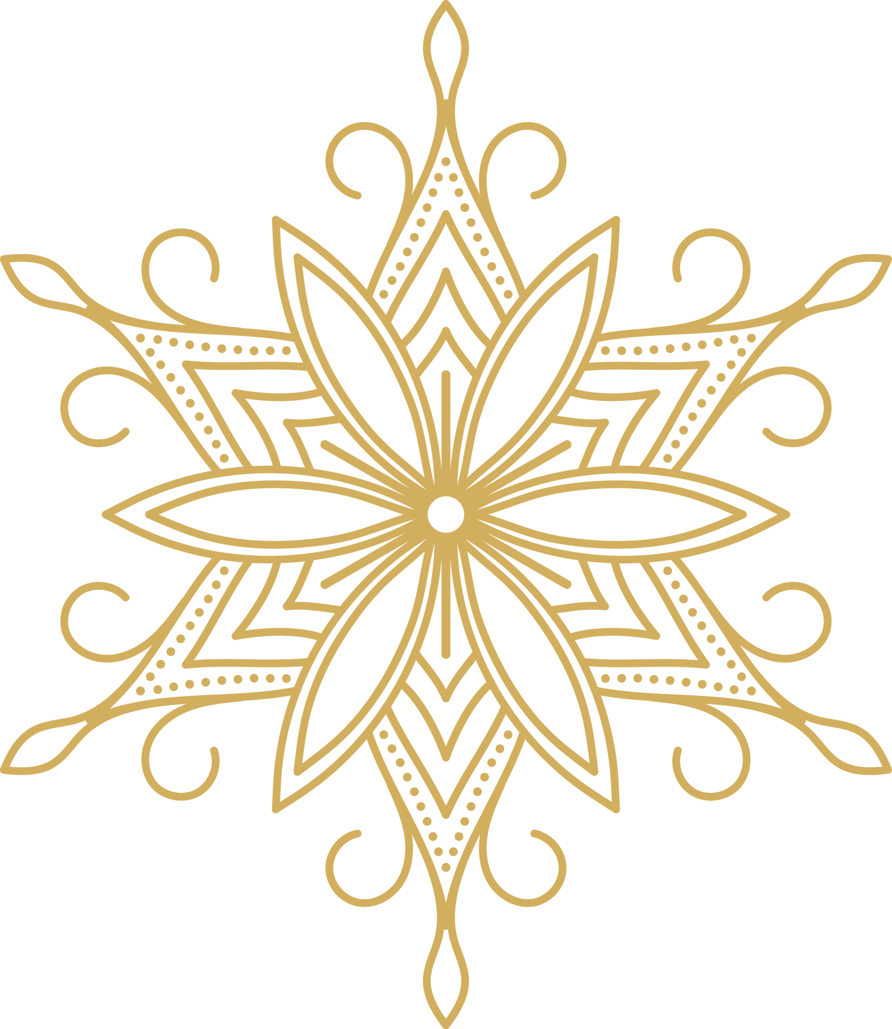 Gold Snowflake - Dibujo De Mandala Flor De Loto Clipart (1734x2000), Png Download