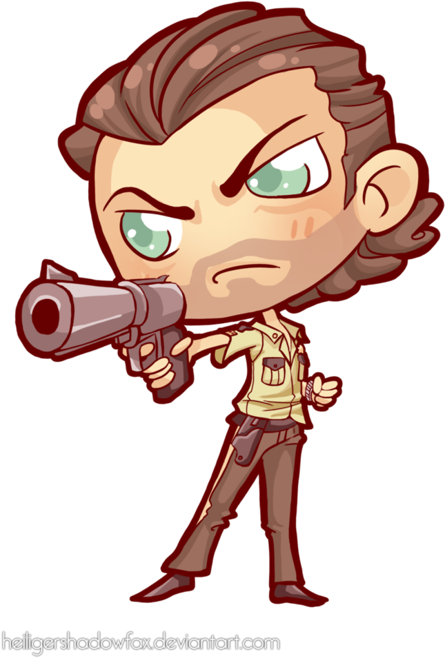746 X 1072 14 - Rick The Walking Dead Chibi Clipart (746x1072), Png Download