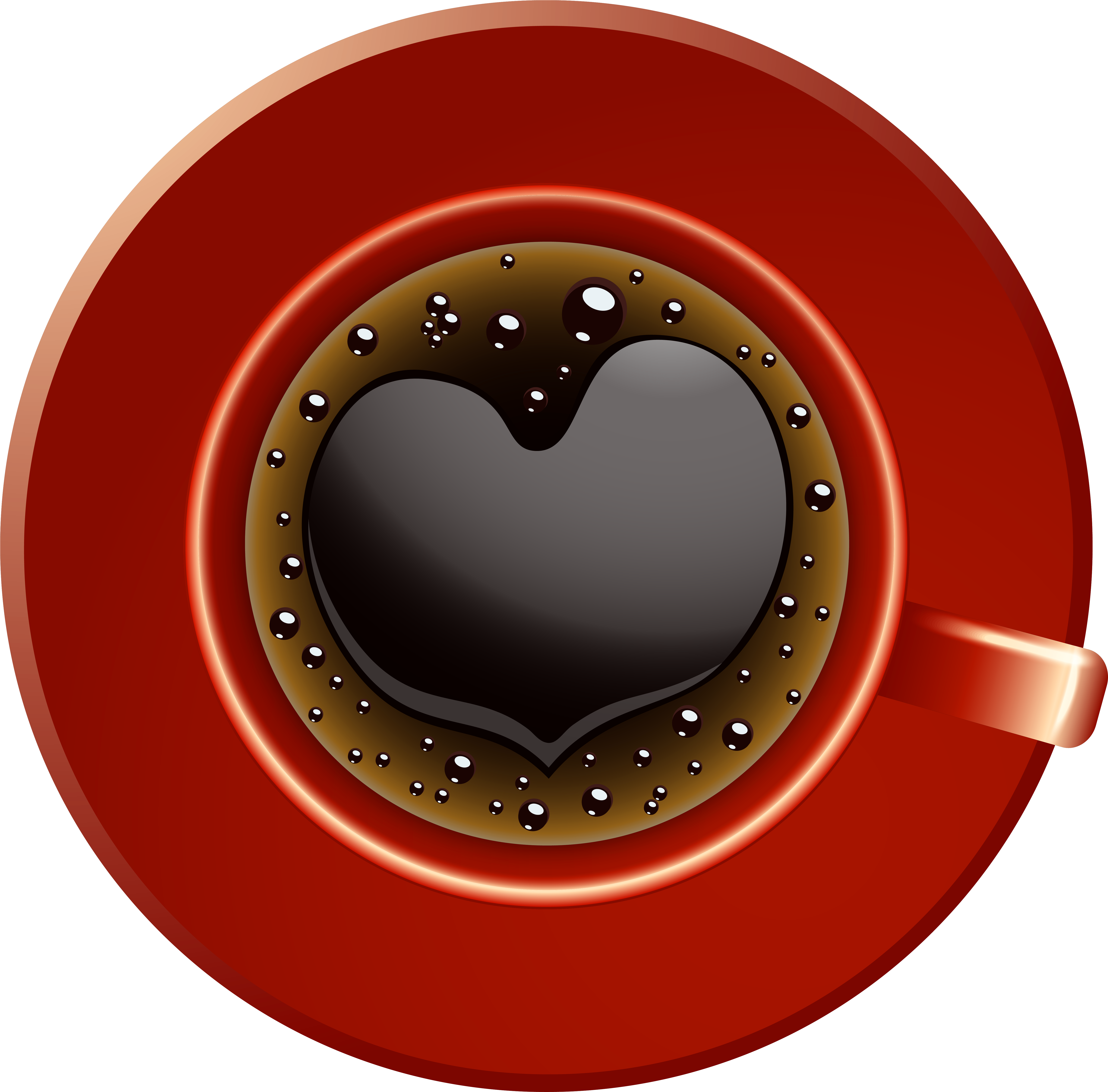 Red Coffee Cup With Heart Png Clip-art Image - Circle Transparent Png (6068x5982), Png Download