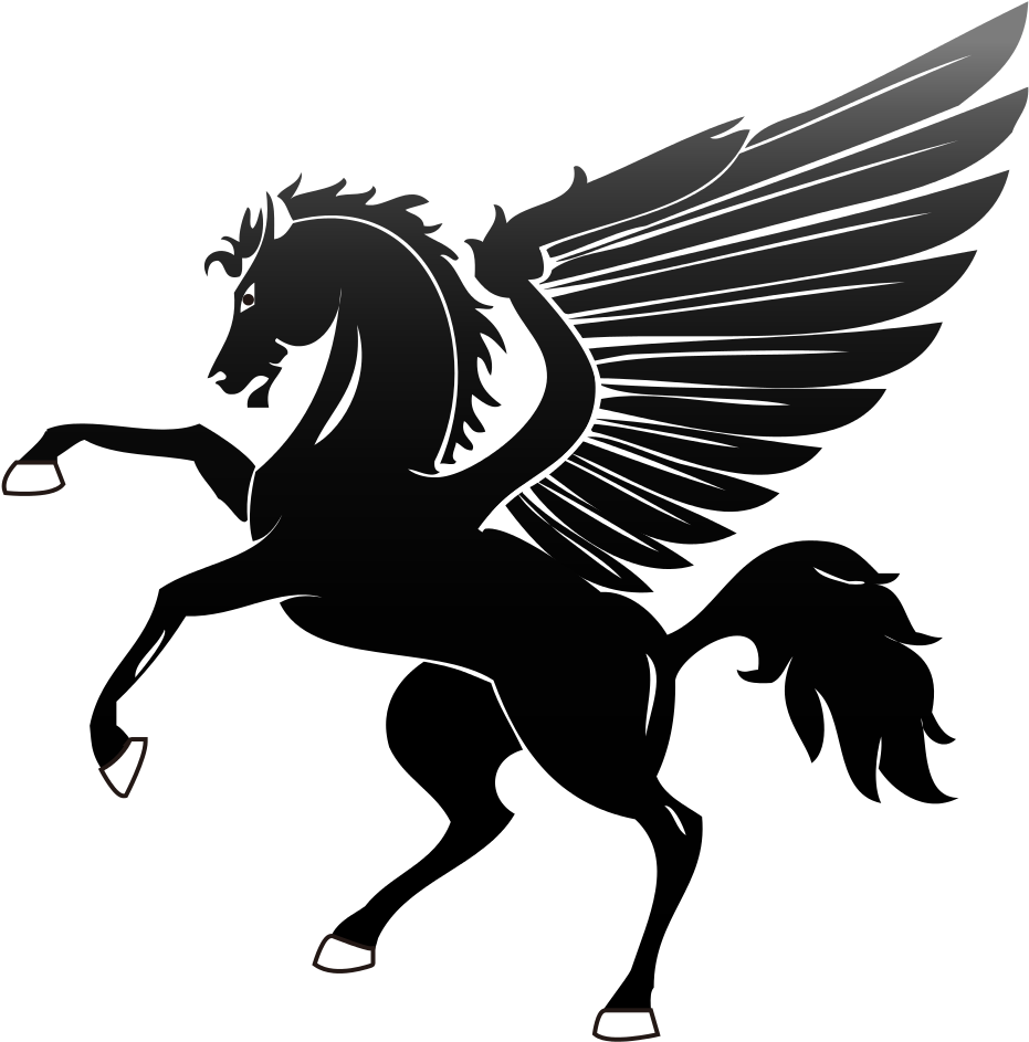 File - Peo-pegasus Black - Svg - Pegasus Black And White Clipart (1024x1024), Png Download
