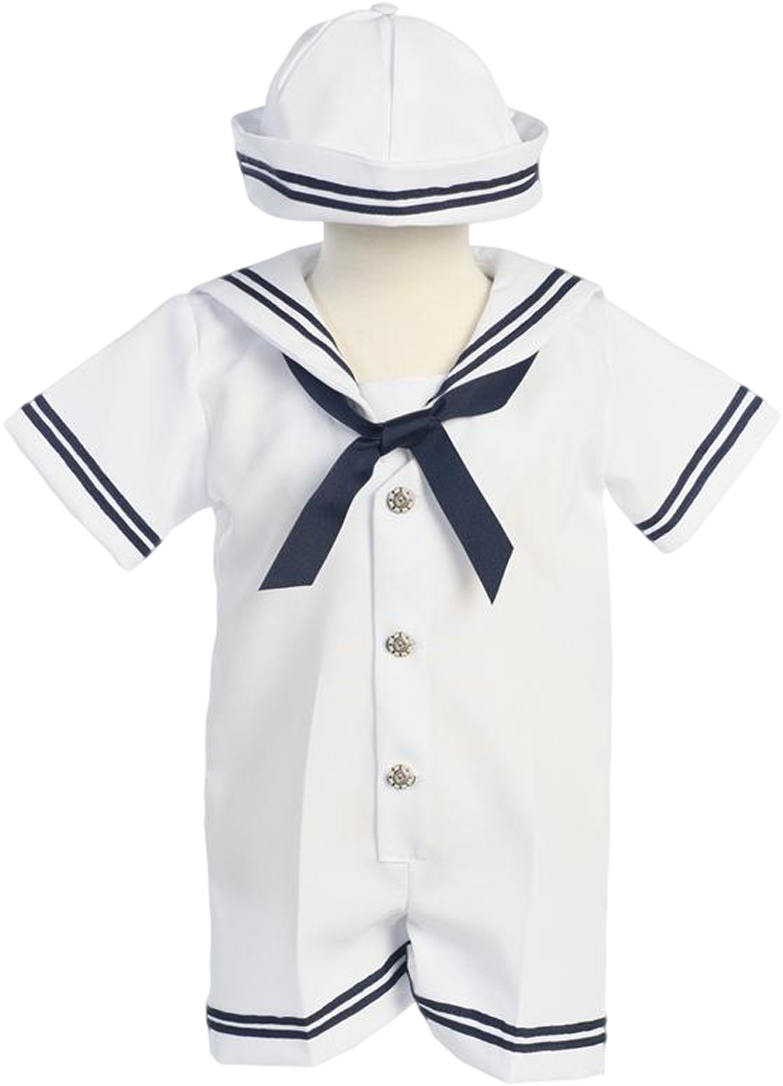Classic Nautical Romper Outfit White Gabardine With - دعاء للمرأة بعد الولادة Clipart (800x1100), Png Download