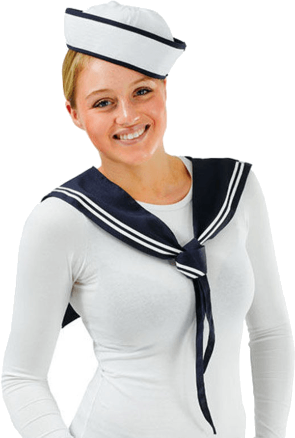 Sailor Hat And Collar - Girl In Sailor Uniform Clipart (600x951), Png Download