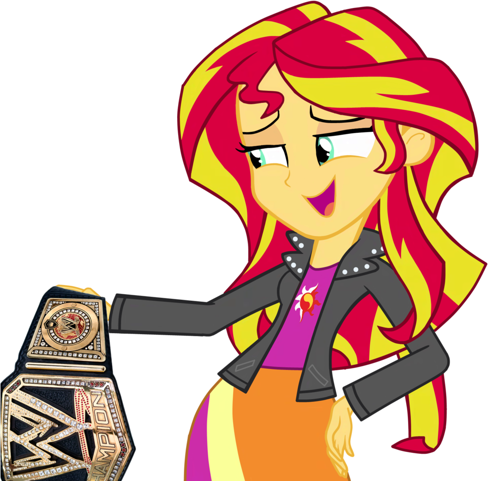 Championship Belt, Edit, Equestria Girls, Safe, Simple - Mlp Eg Sunset Shimmer And Flash Sentry Clipart (1102x1024), Png Download