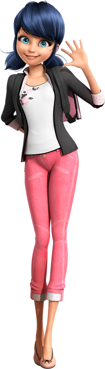 Ladybug Heroes Characters - Marinette Miraculous Ladybug Full Body Clipart (350x1205), Png Download