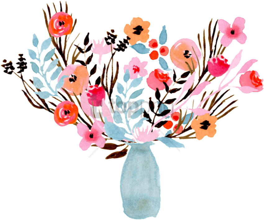 Free Png Download Flower Vase Water Colour Png Images - Flower Vase Watercolor Png Clipart (850x710), Png Download