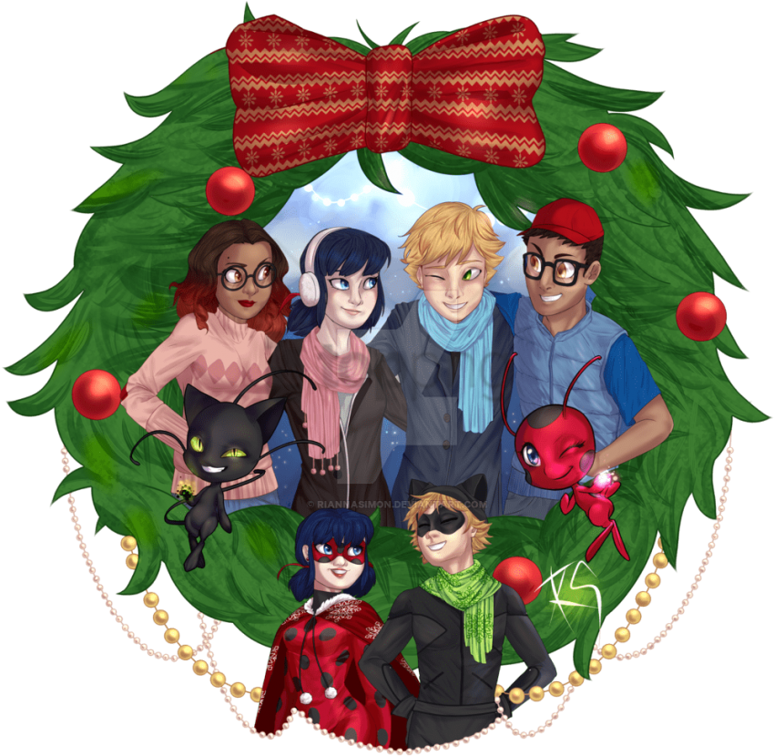Free Png Download Miraculous Ladybug - Miraculous Ladybug Christmas Art Clipart (850x830), Png Download