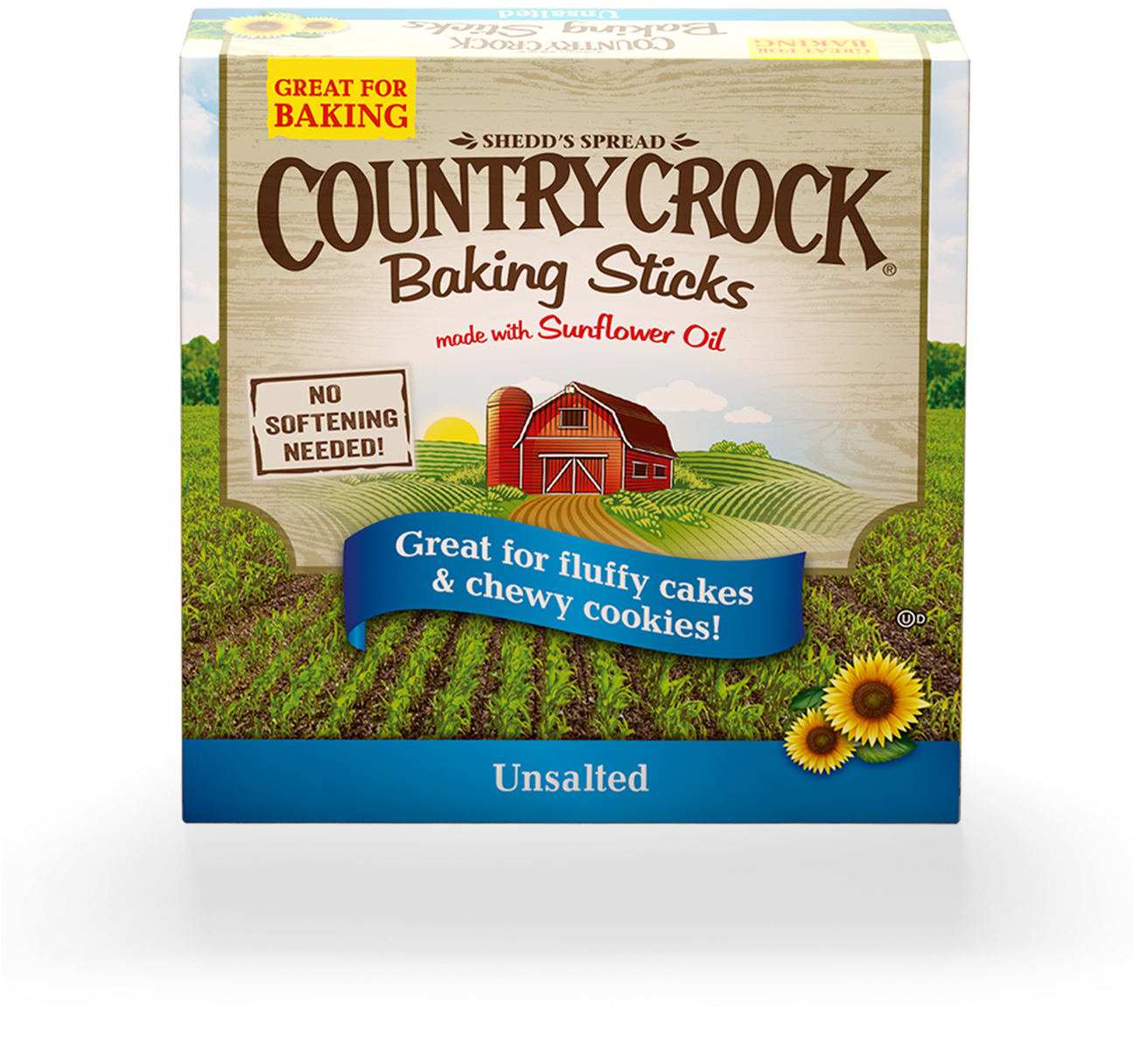 Country Crock Unsalted Baking Sticks Sunflower Oil - Country Crock Baking Sticks Clipart (1294x1325), Png Download