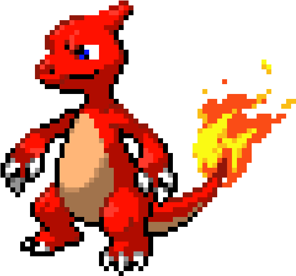 Charmeleon - Charmeleon Pixel Art Grid Clipart (830x600), Png Download