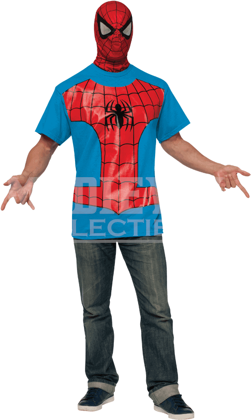 Adult Spider Man Costume Top And Mask - Spiderman Costume For Adult Male Clipart (850x850), Png Download