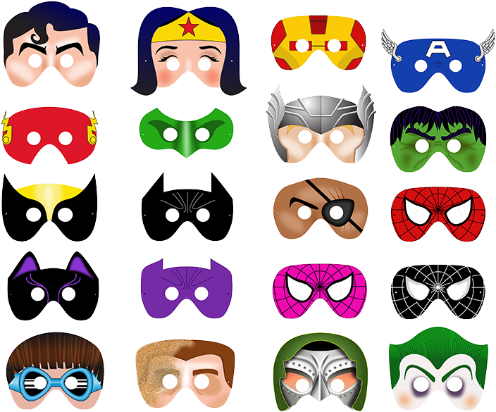 20 Printable Superhero Masks $28 - Super Hero Masks Art Clip - Png Download (750x750), Png Download