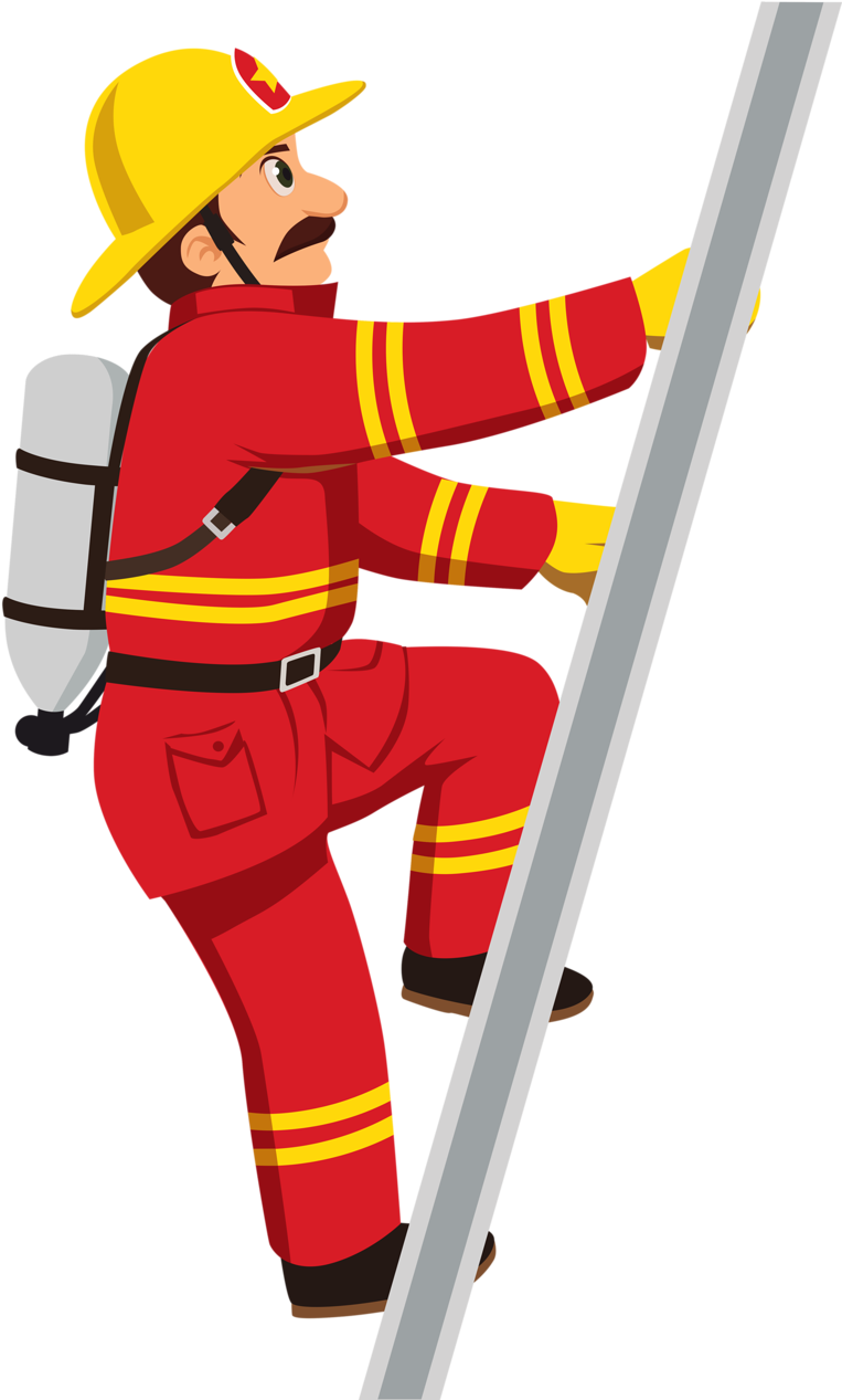 Фото, Автор Soloveika На Яндекс - Fireman On Ladder Clipart - Png Download (643x1024), Png Download