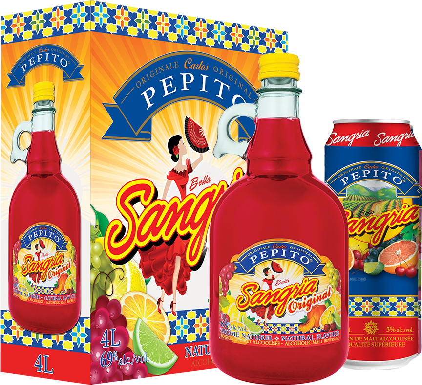 Pepito Sangria Group Shot - Glass Bottle Clipart (864x787), Png Download
