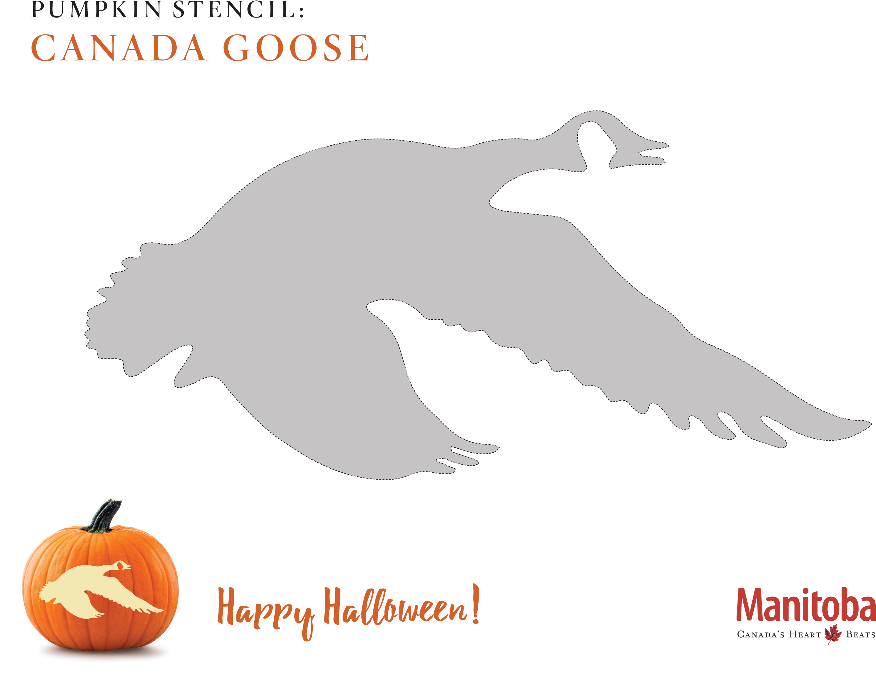 Canadian Goose Pumpkin Carving Stencil Clipart (2846x2189), Png Download