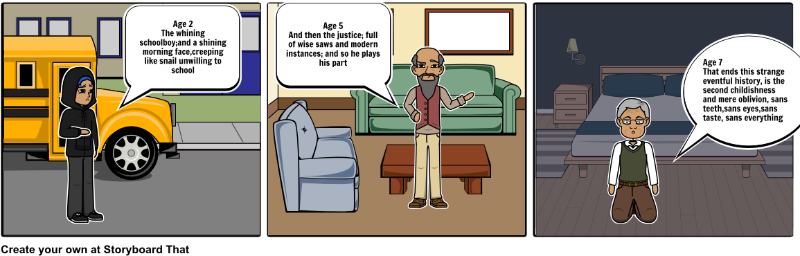 7 Ages Of Man - Cartoon Clipart (1164x385), Png Download