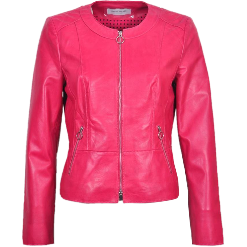 Women's Short Collarless Leather Jacket Sr730024 - Leather Jacket Clipart (800x800), Png Download