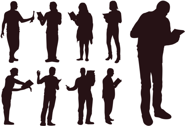 People Silhouette Clipart Social Person - Silhouette Reading - Png Download (700x490), Png Download