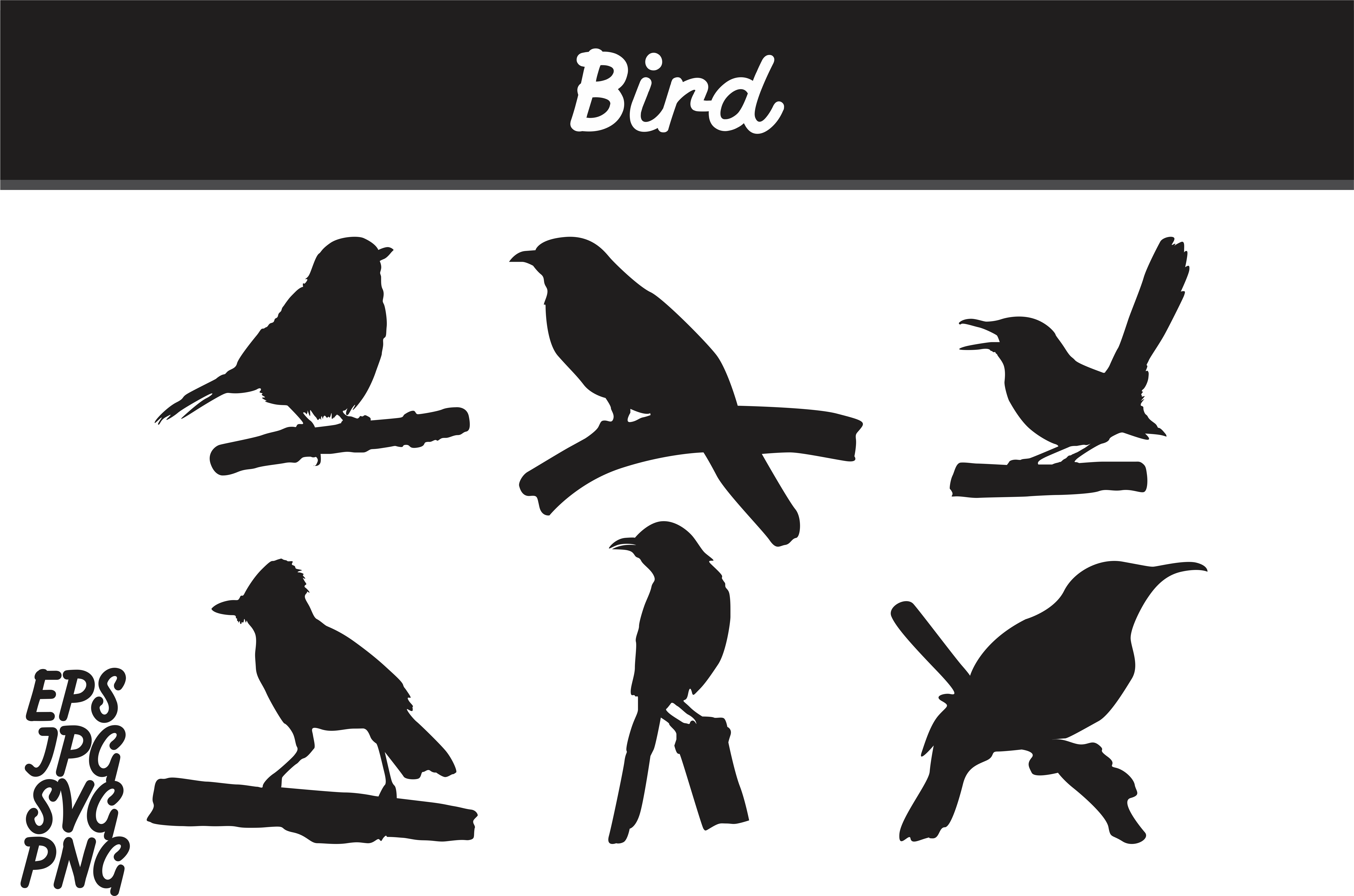 Bird Silhouette Set Svg Vector Image Bundle Graphic - Batik Mega Mendung Vector Png Clipart (7514x5000), Png Download