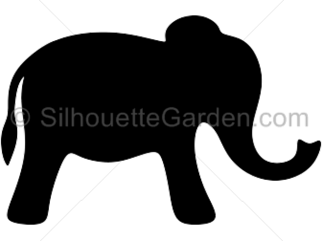 Simple Cartoon Elephant Silhouette Clipart (640x480), Png Download