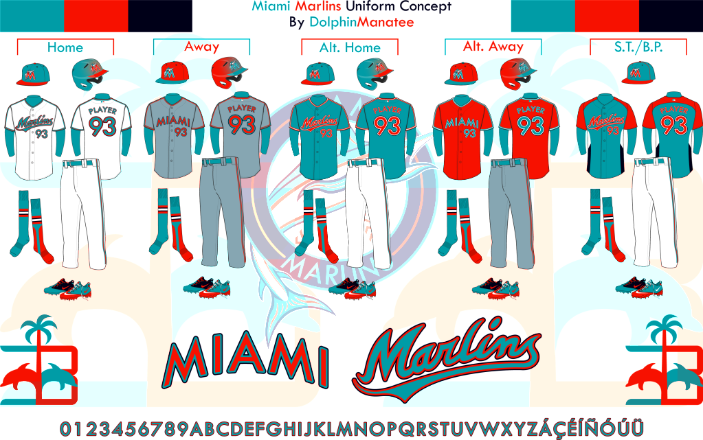 Miamimarlinsuniform-2 - Miami Marlins Concept Jersey Clipart (1023x641), Png Download