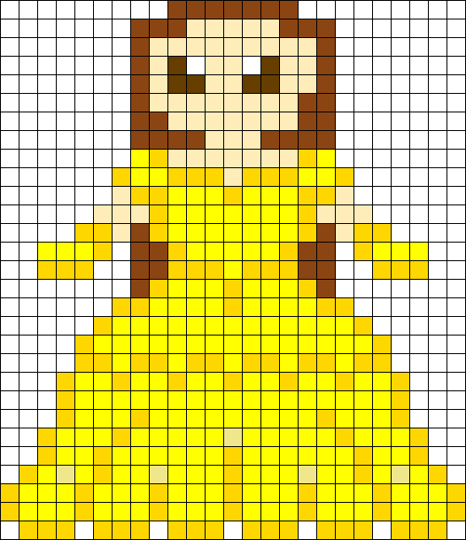 Beauty And The Beast Perler Bead Pattern / Bead Sprite - Belle Perler Bead Pattern Clipart (526x610), Png Download
