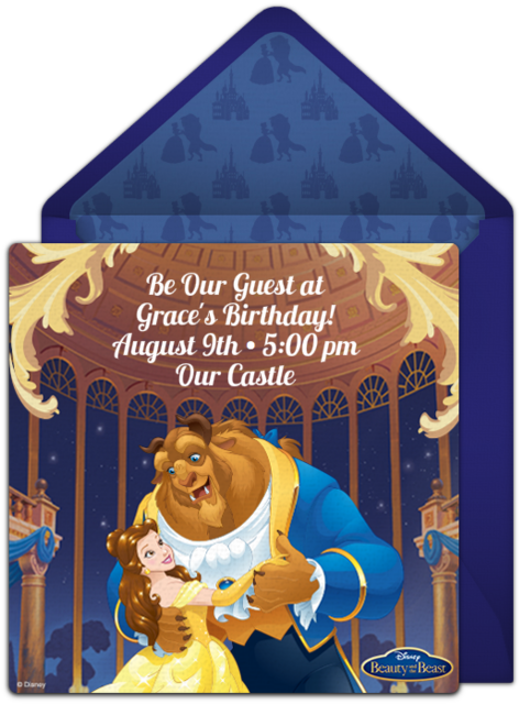 Beauty And The Beast Classic Online Invitation - Online Birthday Invitations Beauty And The Beast Clipart (650x650), Png Download