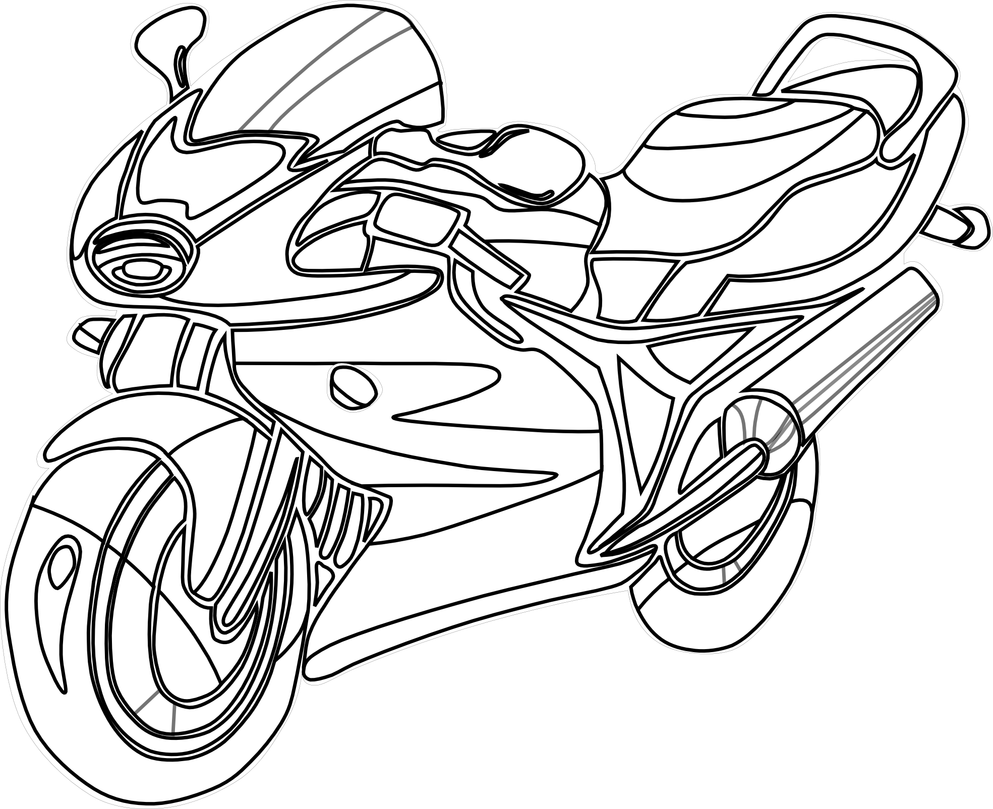 Motorcycle With A Modern Design Motorcycles Coloring - Motorcycle Clipart Black And White - Png Download (1969x1604), Png Download