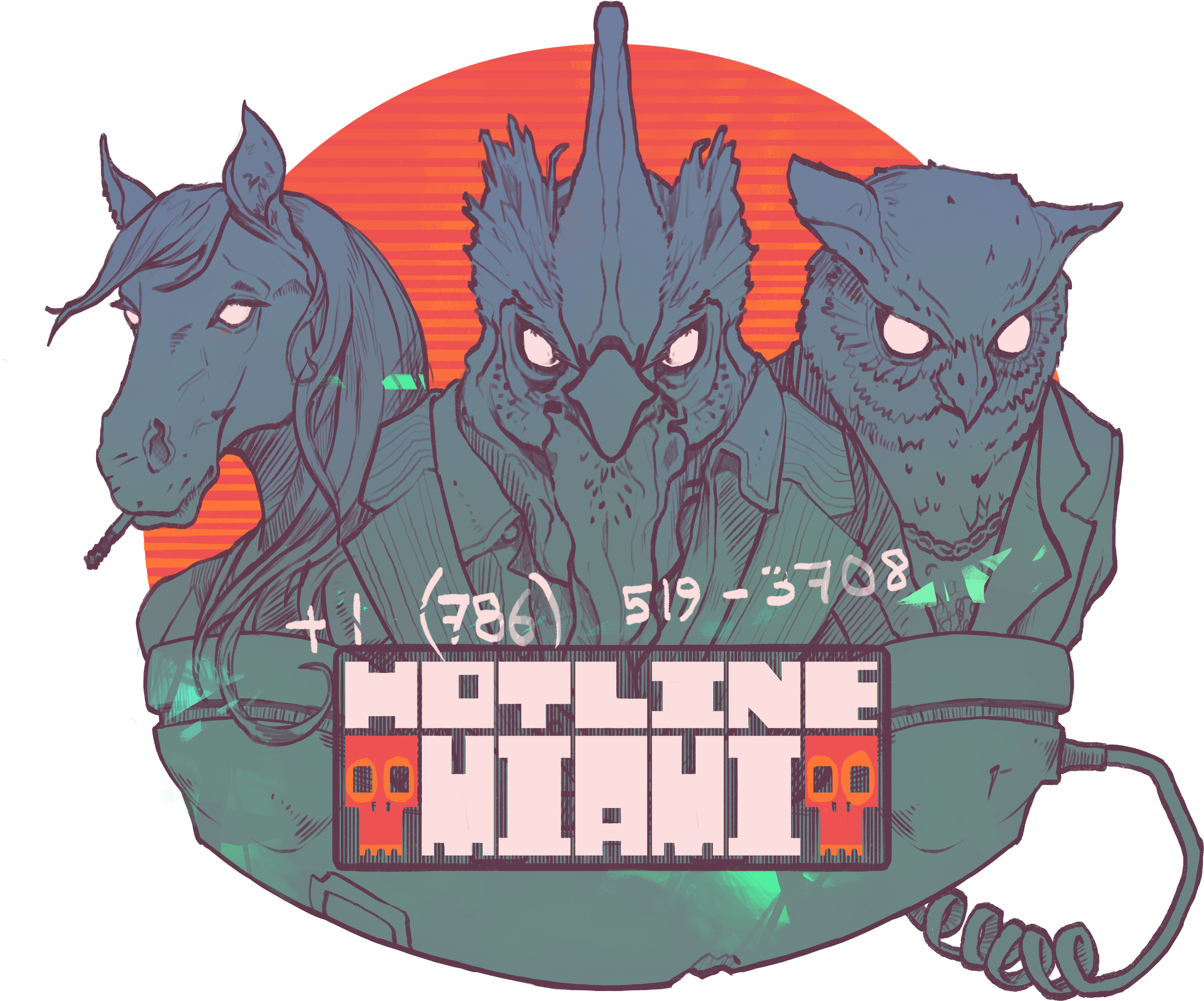 Hotline Miami Fanart Clipart (2888x2401), Png Download