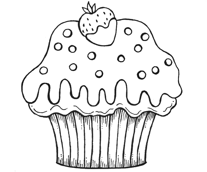 Cupcake Coloring Page For Kids Cupcake Coloring Pages Clipart (700x602), Png Download