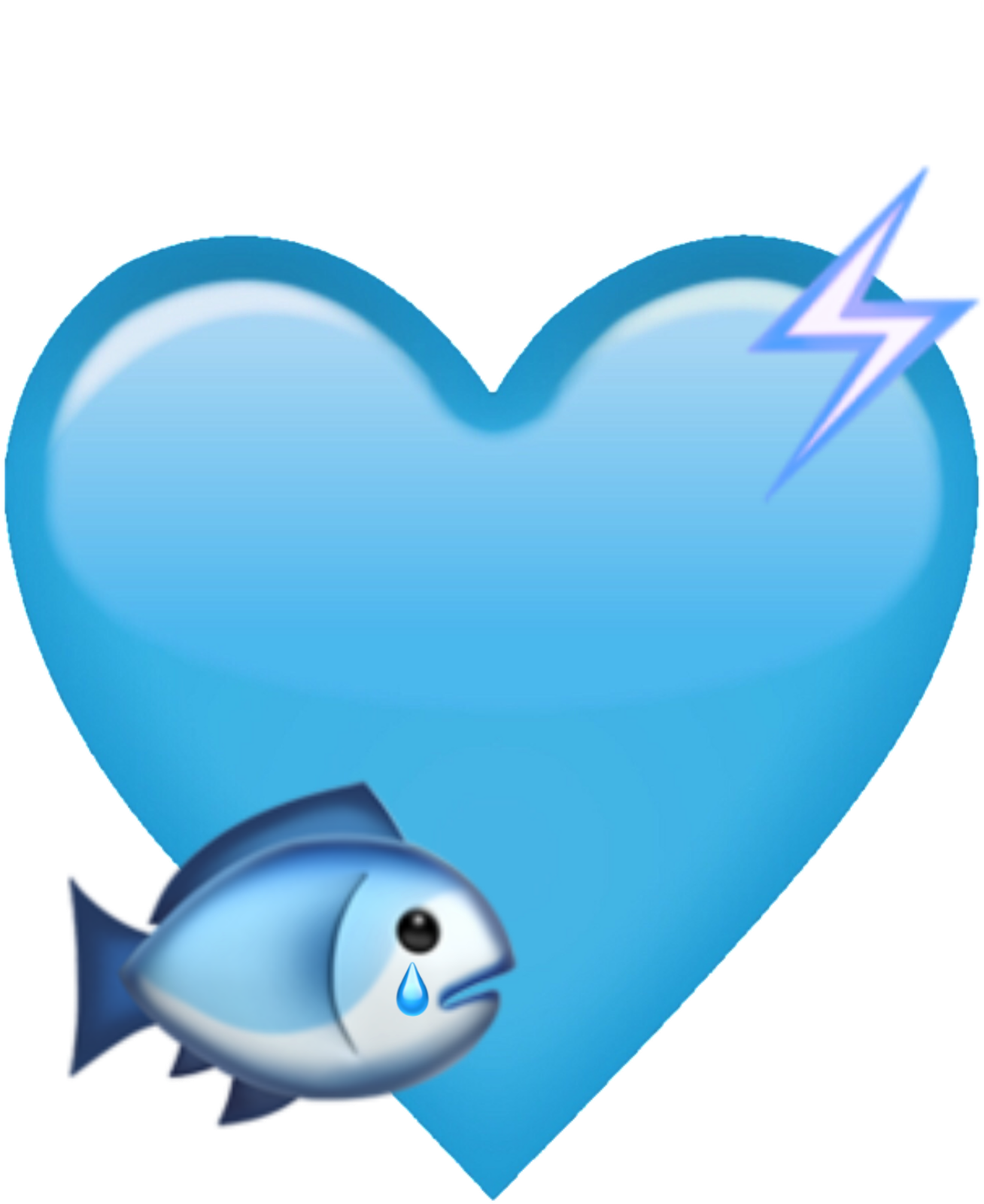 #blue #heart #emoji #fish #electric #electricity #cute Clipart (1024x1024), Png Download
